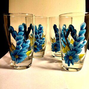 4 Fantastic Hand painted by: "Judipaintedit"  glasses never used, great 4 Summer